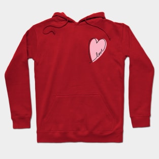 Pink Heart Love Letters Line Art Hoodie